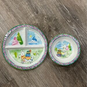 Baby Cie Festive Llama Divided Plate & Bowl Profitez Du Voyage Toddler Dine set